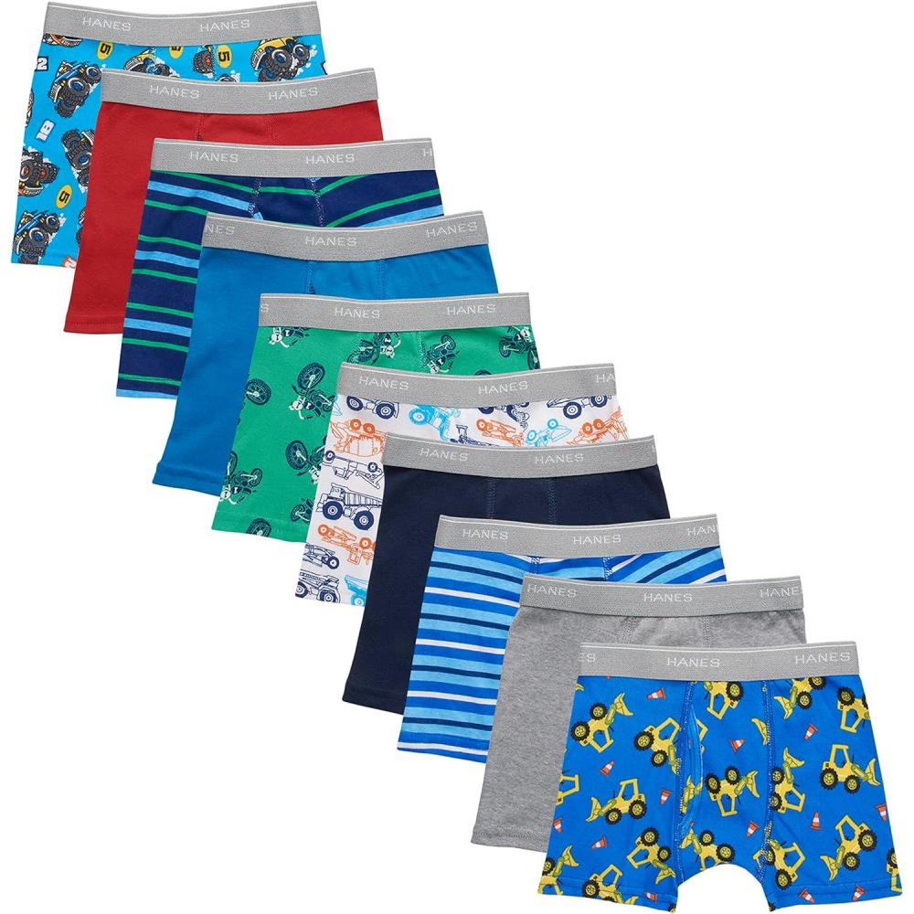 imageHanes Boys Underwear Boxer Briefs for Boys and Toddlers Soft Cotton 7 and 10 PacksSolidsStripesPrints