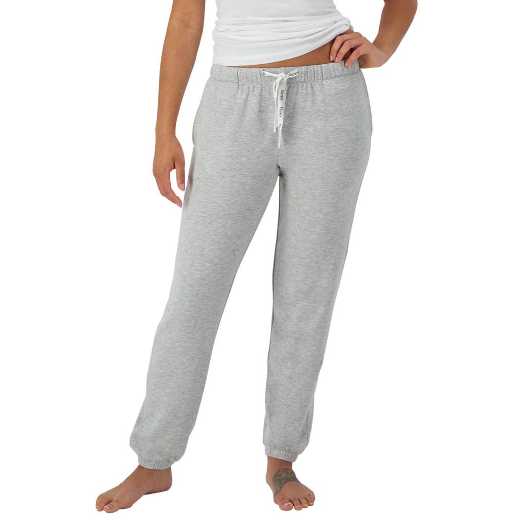 imageHanes Womens Originals French Terry Joggers Lightweight Lounge Pants for Women Comfywear Loungewear 28Heritage Grey Marle