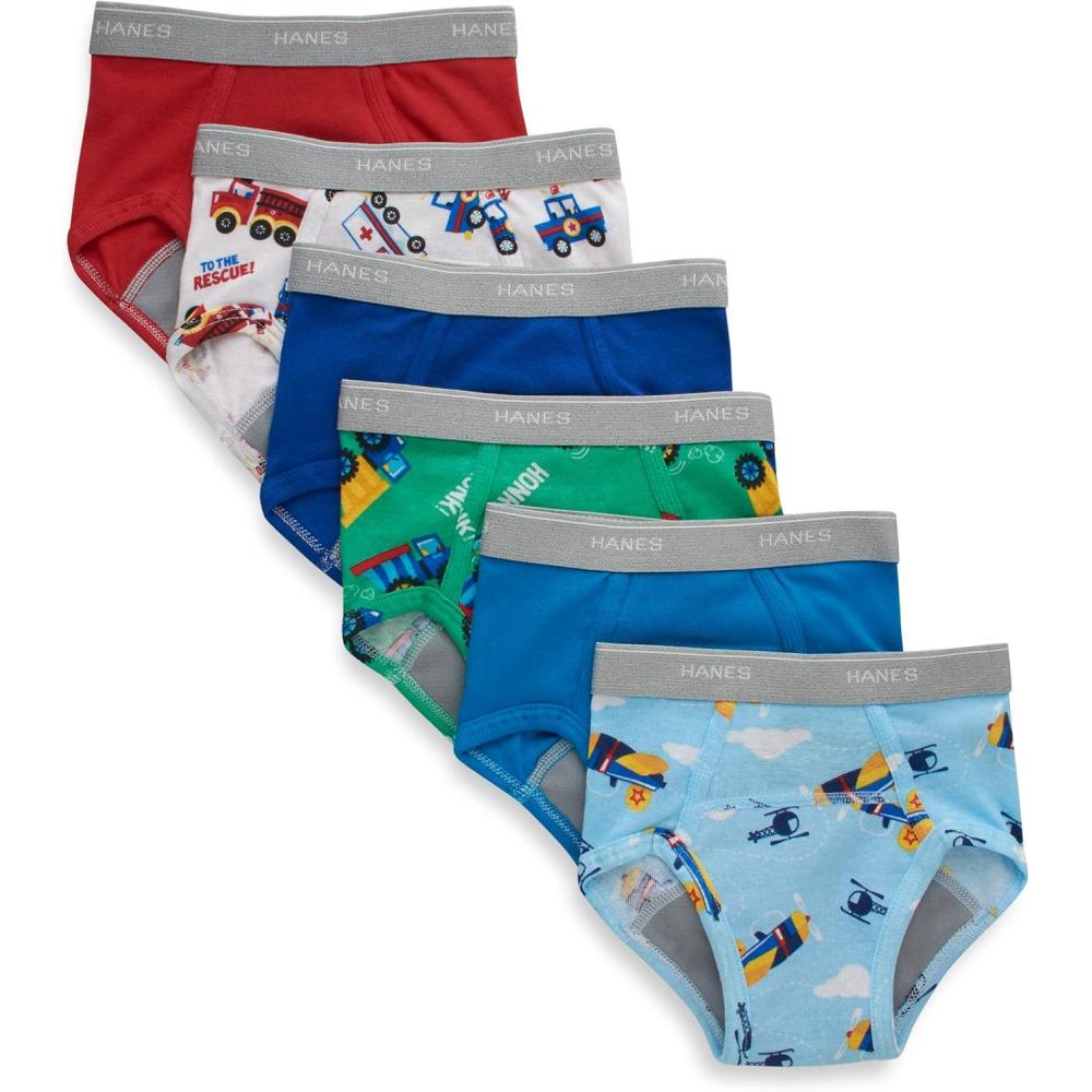 imageHanes boys Potty Training Underwear Light Leaks Toddler Cotton Briefs and Boxer Briefs MultipackBriefs Blue 6 Pack