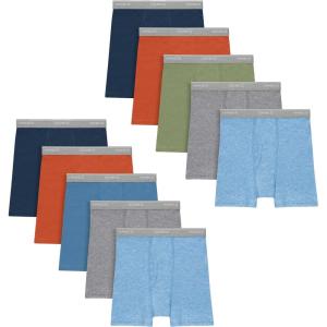 Hanes Boys’ Underwear, Boxer Briefs for Boys and Toddlers, Soft Cotton, 7 and 10 Packs(Tan/Blue/Green/Grey)