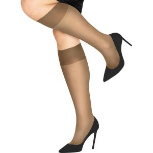 Hanes Silk Reflections Women’s Silky Sheer Knee Highs, Plus Size, Enhanced Toe, Knee-High Stockings(Little Color)