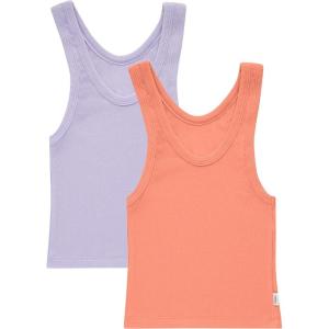 Hanes Women’s Originals Comfywear Rib Crop Cotton Tank Top (2-Pack)(Cameo Stone Pink/Vega Violet)