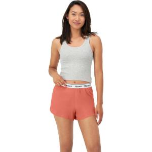 Hanes Women’s Originals Comfywear Rib Crop Tank and Sleep Shorts, 2-Piece Set(Toasted Orange/Heather Grey)