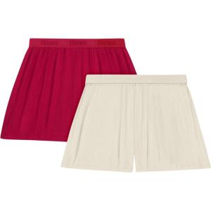 Hanes Women’s Originals Sleep Shorts, 2-Pack, Comfywear Supersoft Lounge Shorts Pack, 3.25″(Cocoa Butter/Rosey Red)