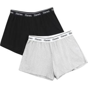 Hanes Womens Originals Sleep Shorts, 2-Pack, Comfywear Supersoft Lounge Shorts Pack, 3.25″(Heather Grey Marle/Black)