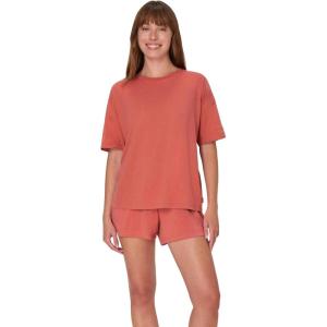 Hanes womens Originals 2 Piece Lounge Set, Comfywear Supersoft Boxy T-shirt & Sleep Shorts Loungewear Set(Natural Cedar/Natural Cedar)