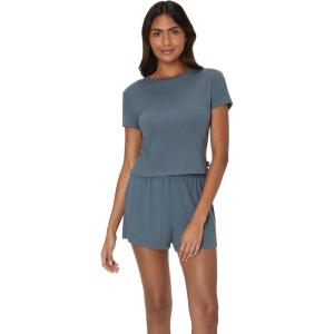 Hanes womens Originals 2-piece Lounge Set, Supersoft Cropped Baby Doll Tee & Sleep Shorts Loungewear Set(Stargazer Grey/Stargazer Grey)
