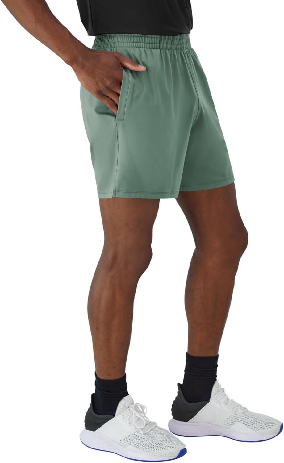imageHanes Mens Moves Performance Shorts Athletic MoistureWicking Shorts with Pockets 6 InseamHerbal Olive Green