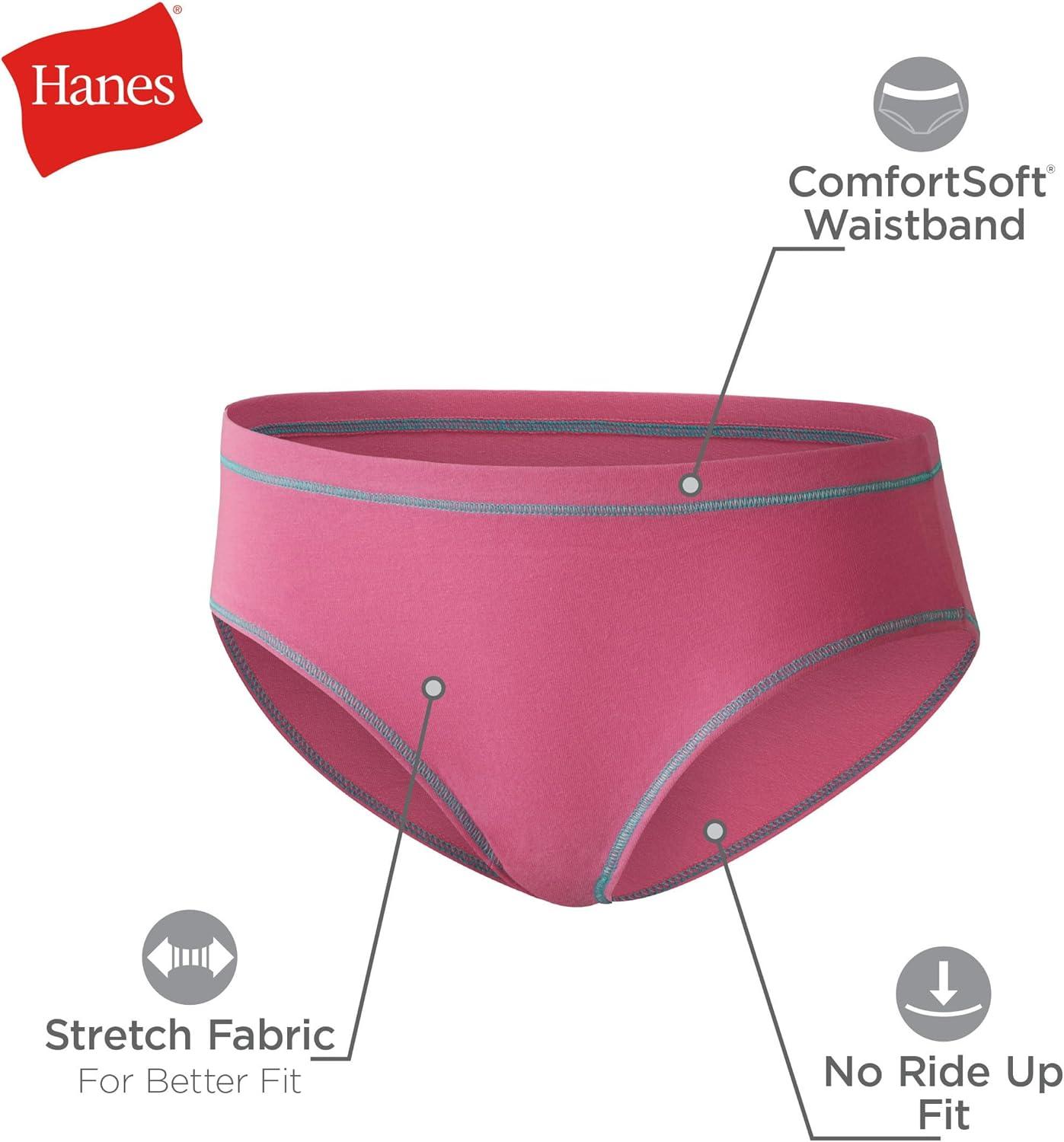 imageHanes Ultimate Girls Underwear Cotton Stretch Panties Briefs Bikinis amp Hipsters 5PackPink Print Assorted