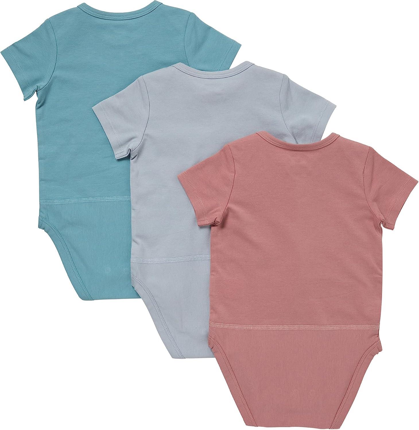 imageHanes Unisex Baby Pure Comfort Short Sleeve Bodysuits Infant Bodysuits Boys amp Girls 3packGreyRustBlue