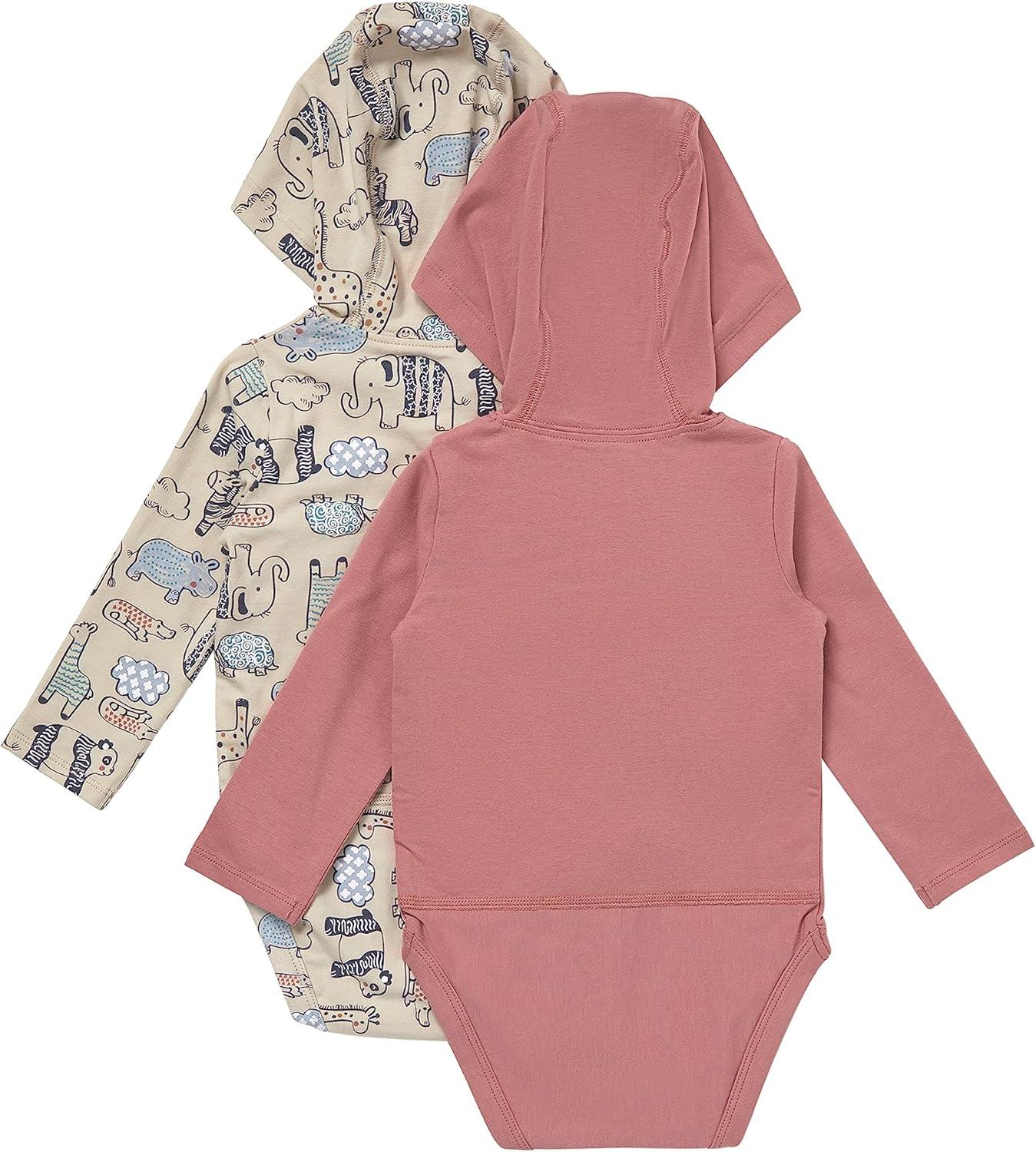 imageHanes babygirls Pure Comfort Long Sleeve Hoodie Bodysuits Infant Bodysuits Unisex 3packBeigeRust