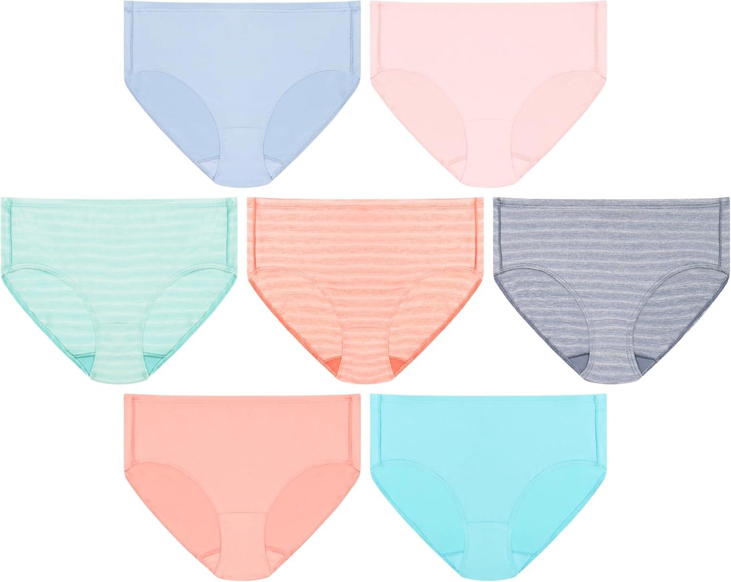 imageHanes girls Underwear Briefs 7pack Pure Comfort Microfiber Brief Panties for Girls AssortedCoralBlueAqua