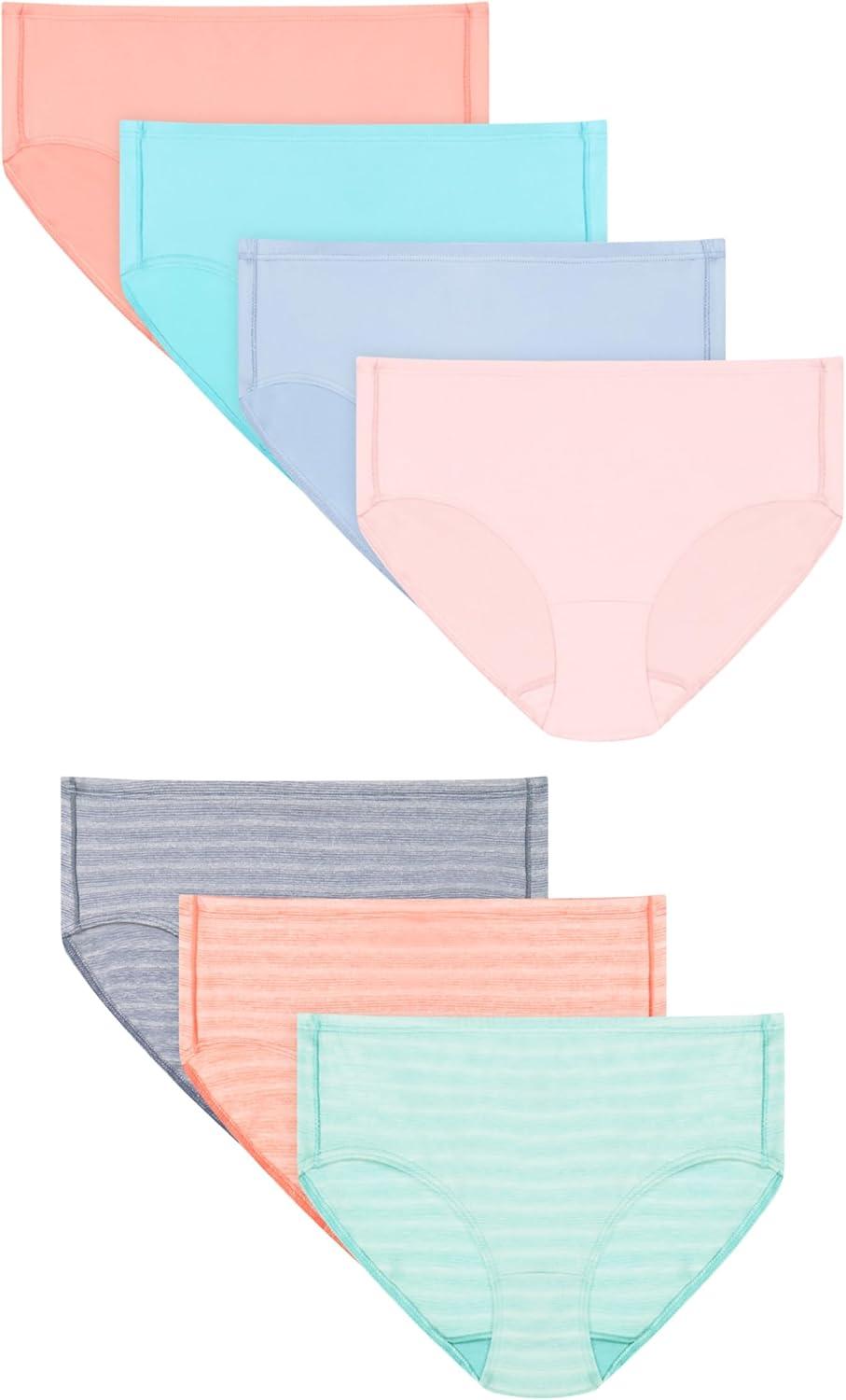 imageHanes girls Underwear Briefs 7pack Pure Comfort Microfiber Brief Panties for Girls AssortedCoralBlueAqua