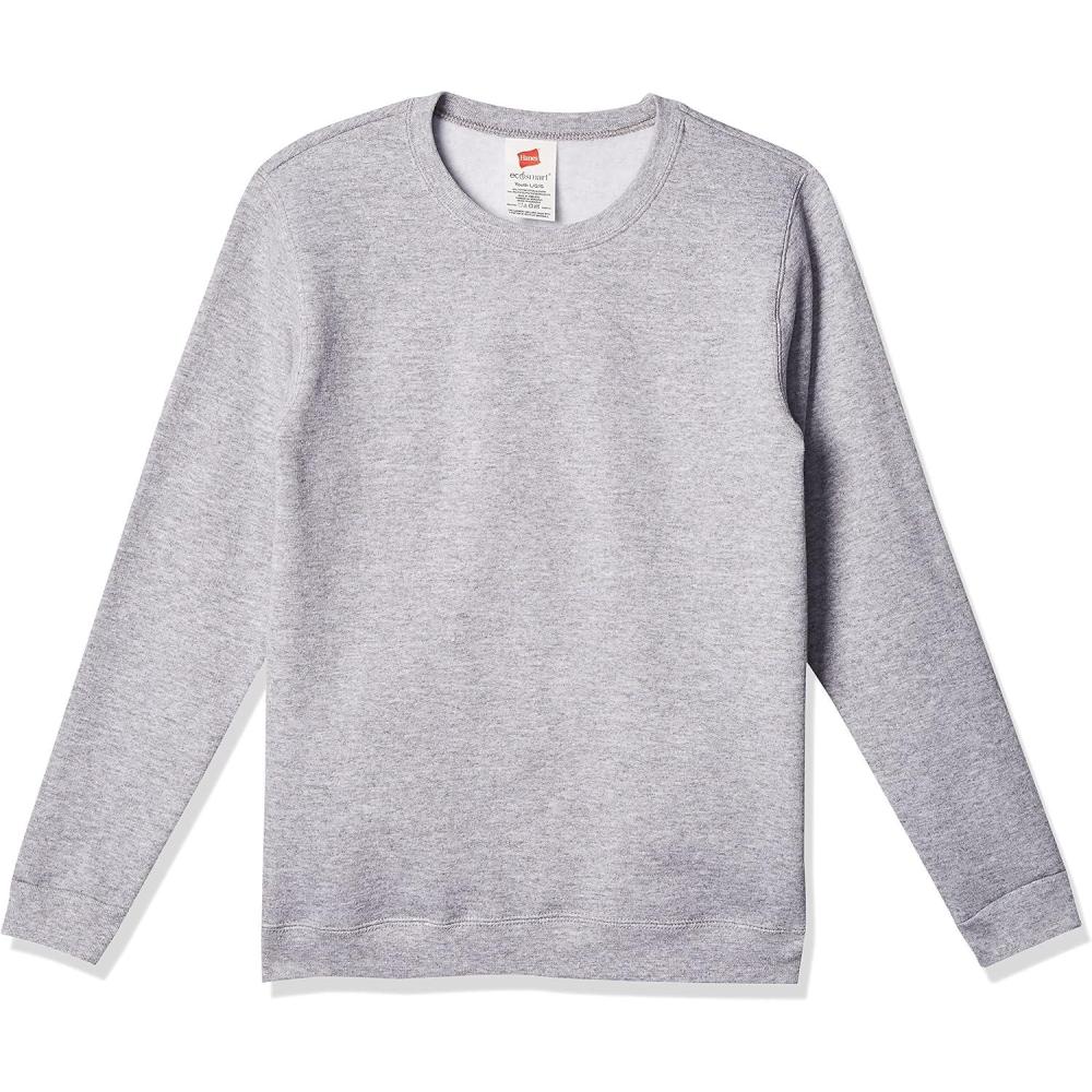 imageHanes Boys EcoSmart Sweatshirt Cotton Crewneck Pullover Kids Fleece SweatshirtLight Steel