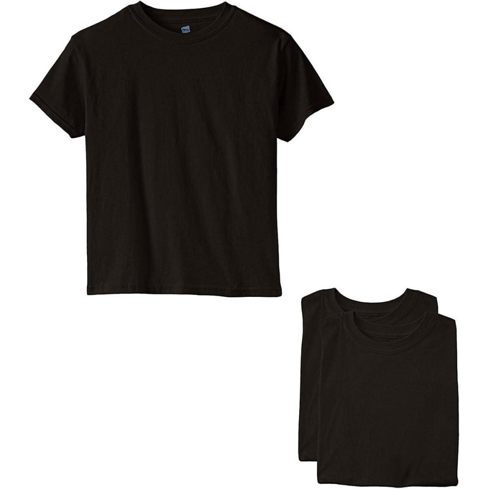 imageHanes Boys Essentials Short Sleeve Tshirt Value Pack 3 or 6PackBlack  3 Pack