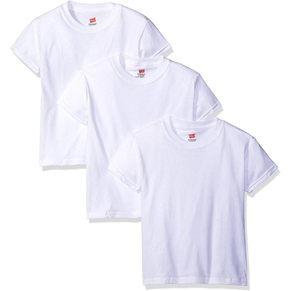 imageHanes Boys Essentials Short Sleeve Tshirt Value Pack 3 or 6PackWhite  3 Pack