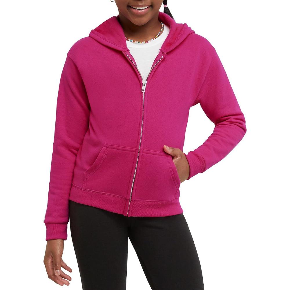 imageHanes Girls Comfortsoft Ecosmart FullZip HoodieAmaranth
