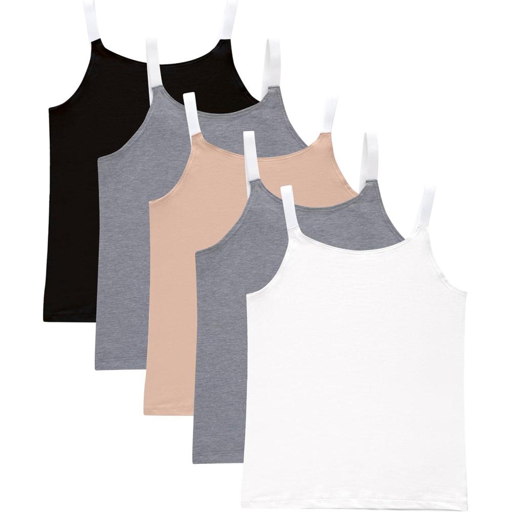 imageHanes Girls Originals Tween Underwear Crop Cami Pack Fashion Assorted 5PackBlack  Nude  Grey  White