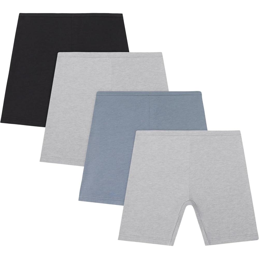 imageHanes Girls Play Shorts Cotton Stretch Play Shorts for Girls Pullon Shorts Assorted Solids MultipacksGrey Heather  Black  Blue