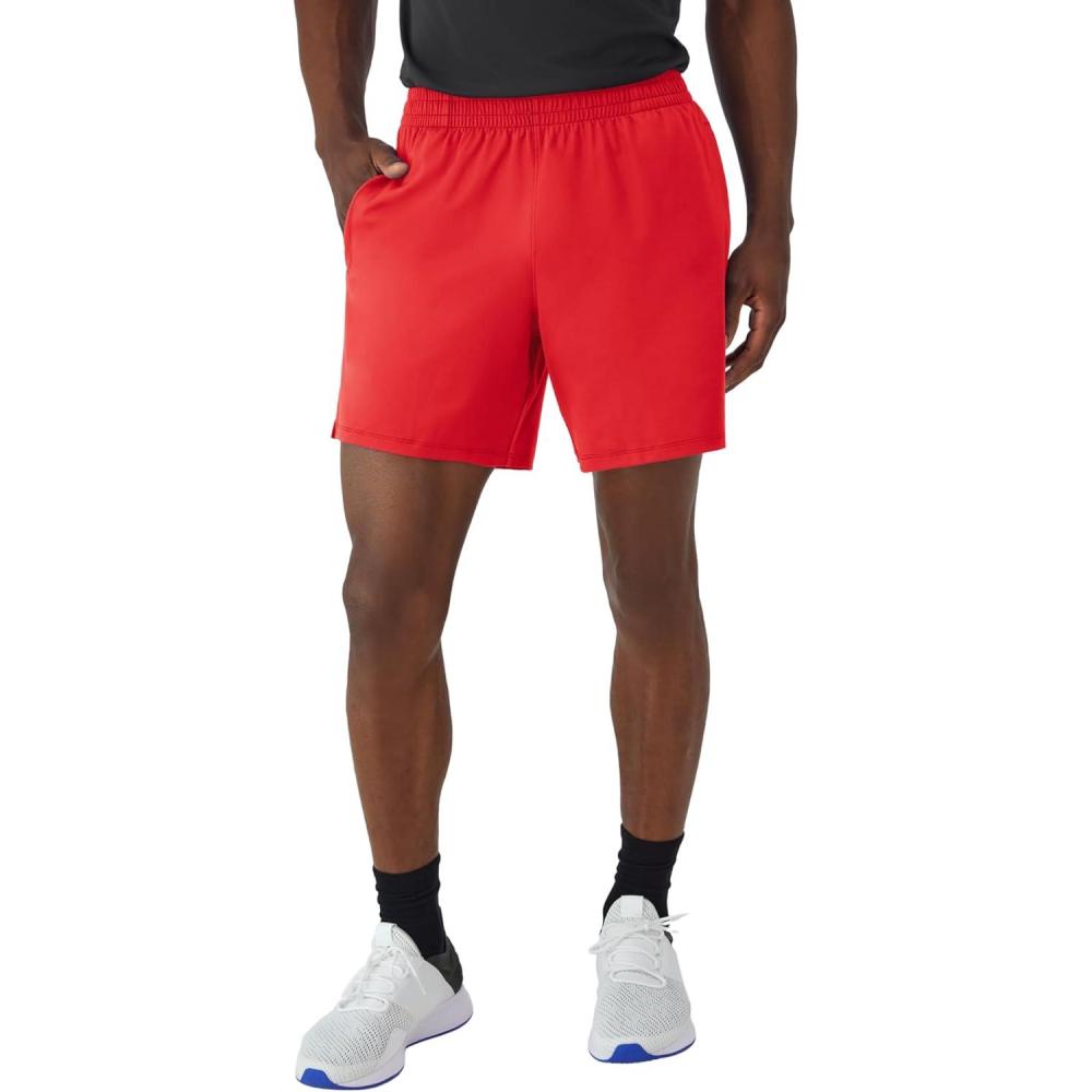 imageHanes Mens Moves Performance Shorts Athletic MoistureWicking Shorts with Pockets 6 InseamHolly Berry Red