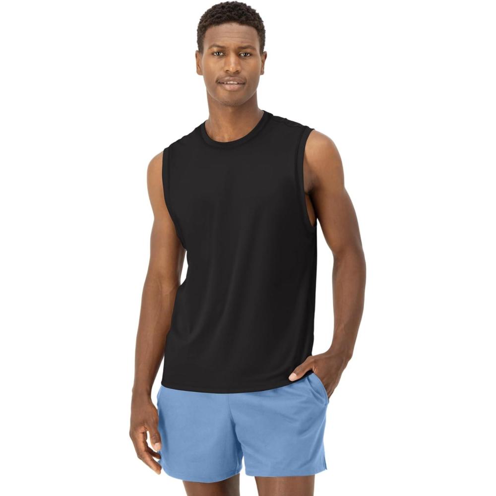 imageHanes Mens Moves Tank Performance Tank for Men MoistureWicking Tank Top 4Way StretchBlack
