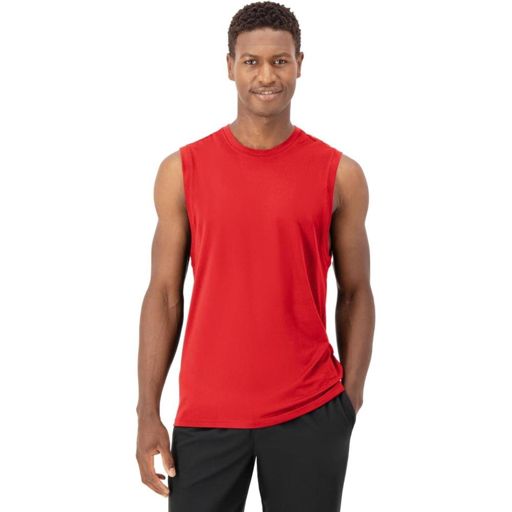 imageHanes Mens Moves Tank Performance Tank for Men MoistureWicking Tank Top 4Way StretchHolly Berry Red