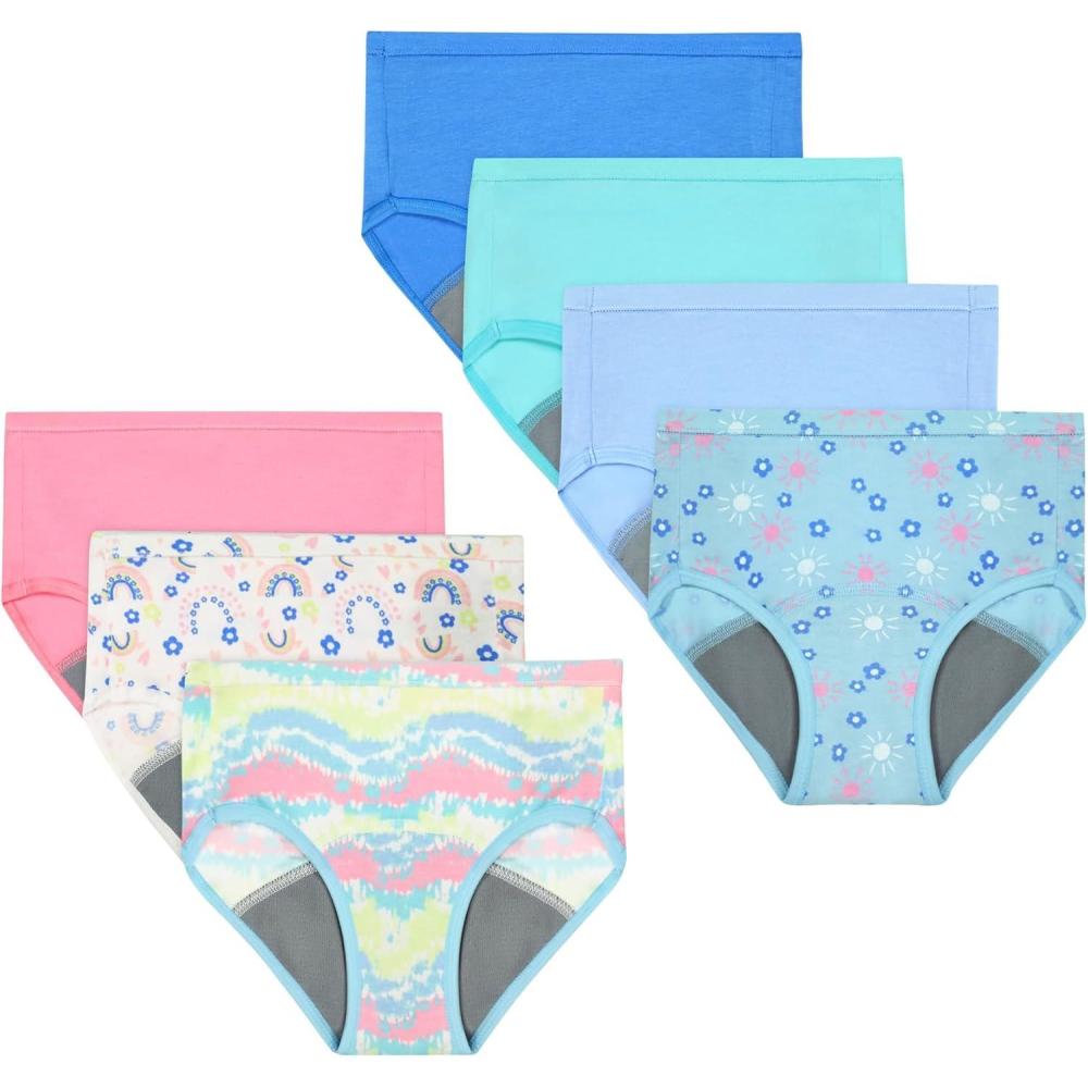 imageHanes Toddler Girls Potty Trainer Brief MoistureWicking Panty Odor Protection Potty Trainer Underwear 6PackBlueTeal Light Leaks 7 Pack