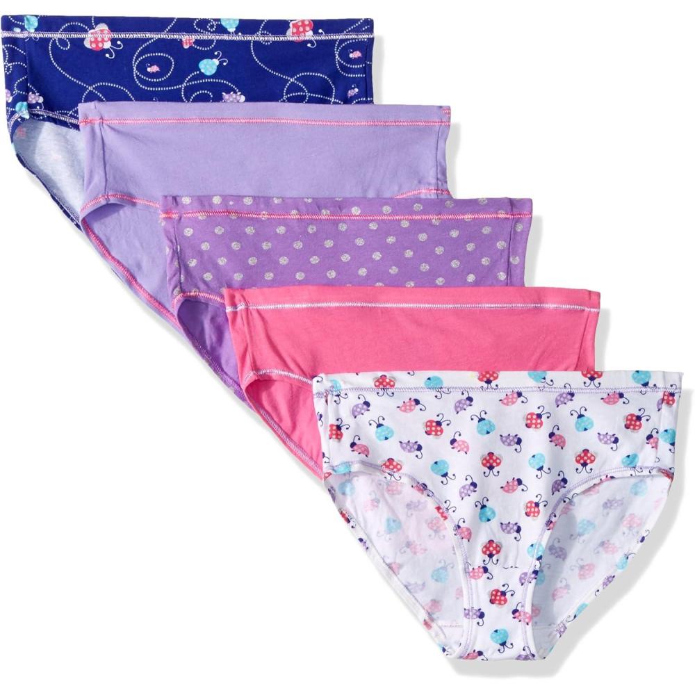imageHanes Ultimate Girls Underwear Cotton Stretch Panties Briefs Bikinis amp Hipsters 5PackPink Print Assorted