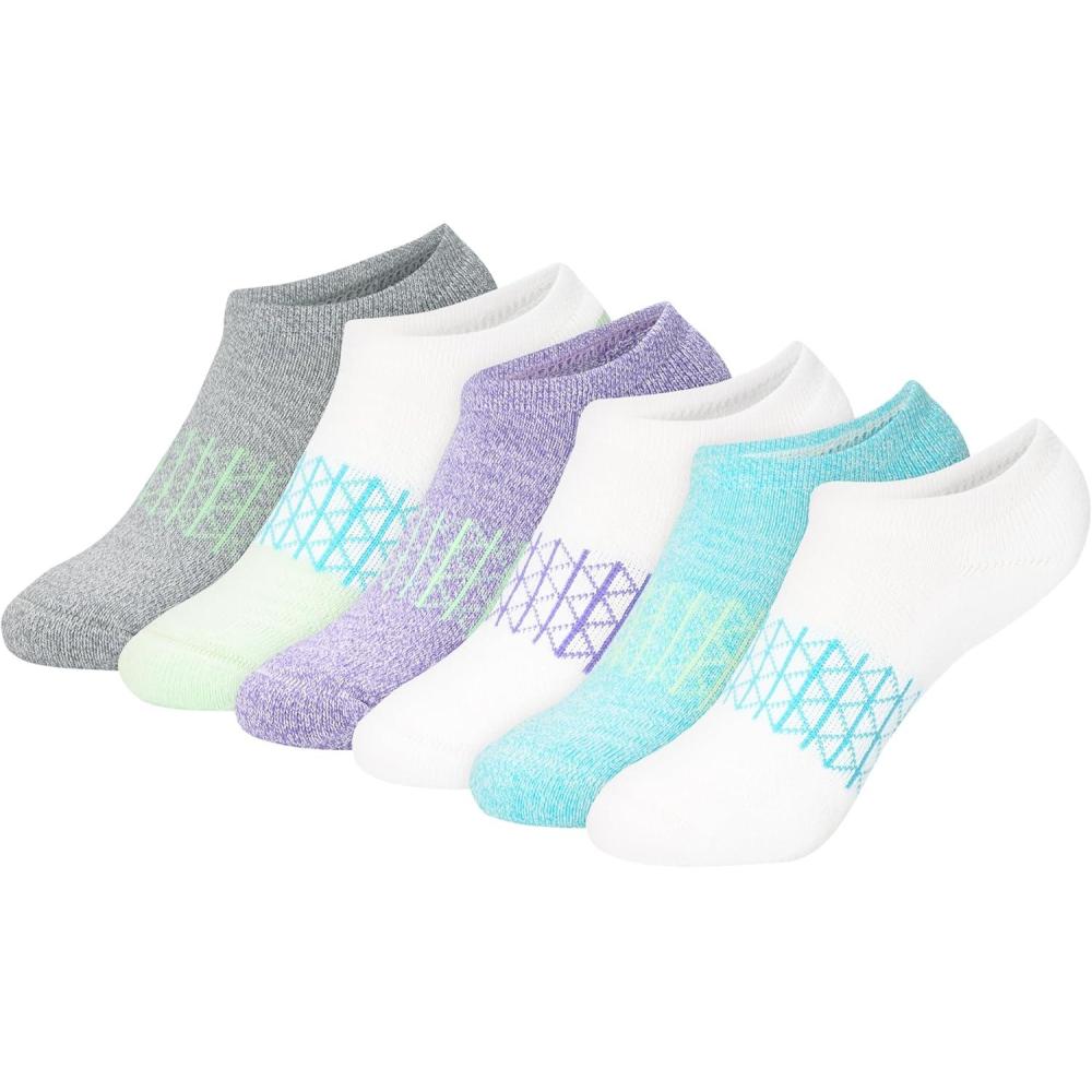 imageHanes girls Ankle Socks Pack 6 Pairs Absolute Active Cushioned Ankle Socks for Girls Heel ShieldNo Show  WhitePurple
