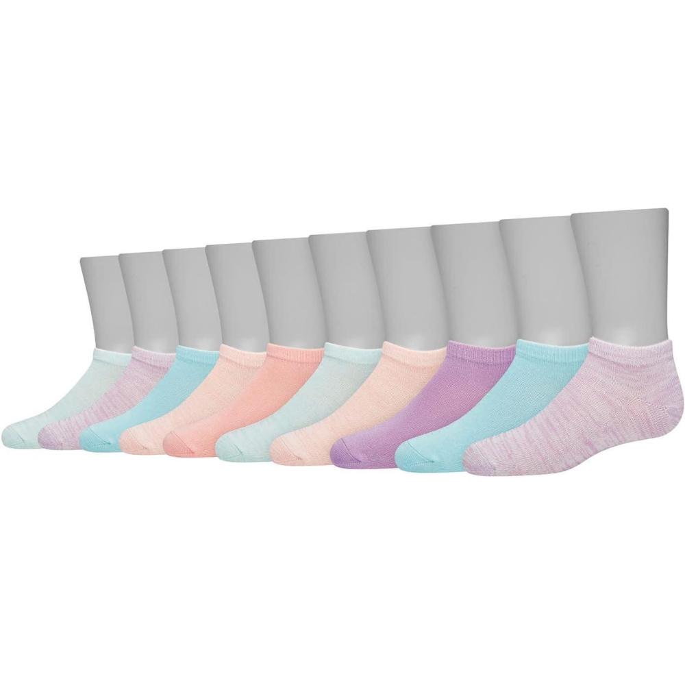 imageHanes girls Comfortsoft Ankle Socks Soft Stretch Socks for Girls Assorted 10pair PackNo Show  PinkLavenderTeal  10 Pack
