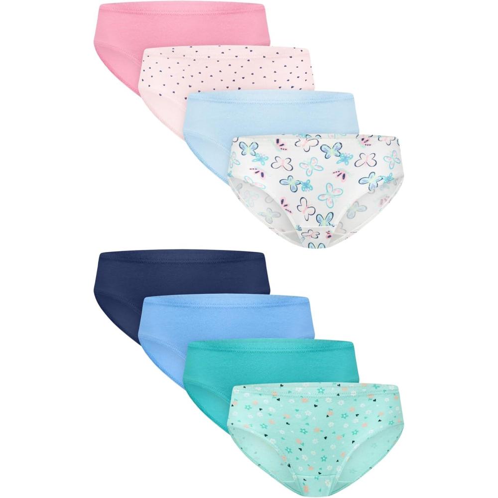 imageHanes girls Organic Underwear Brief amp Hipster Toddler amp Girl Sizes Pure Comfort Organic 100 Cotton Panties 8packPinkBlueTealNavy