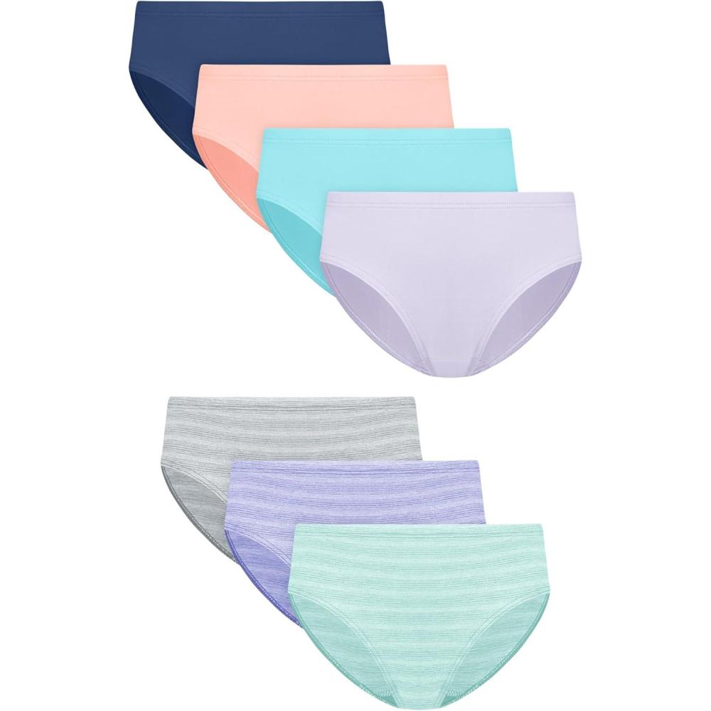 imageHanes girls Underwear Hipsters 7pack Pure Comfort Microfiber Hipster Panties for Girls AssortedAquaPurpleCoralBlue