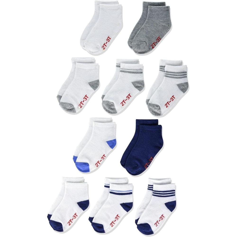 imageHanes unisexbaby And Toddler Socks Nonslip Grip Ankle Socks Boys and Girls MultipacksWhiteGreyNavy  10 Pack