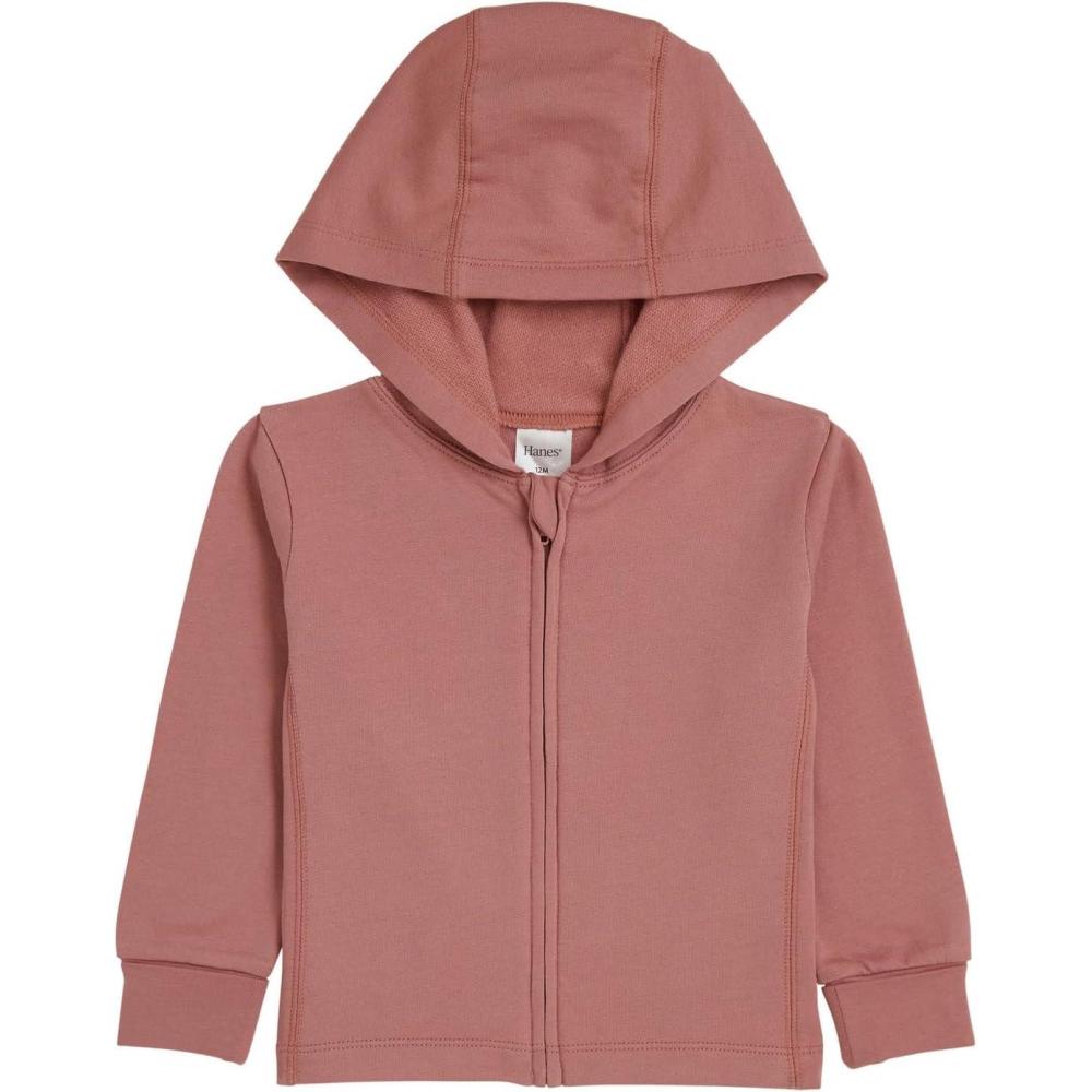 imageHanes unisexbaby Pure Comfort Organic Hoodie French Terry Fullzip Hooded Sweatshirt Infant Boys amp GirlsMisted Rose