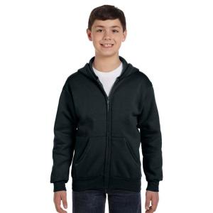 Hanes Boys’ EcoSmart Full Zip Hooded Jacket, Black, Large(Black)
