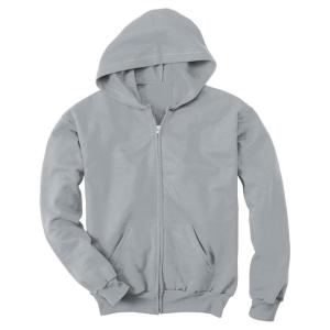 Hanes Boys’ EcoSmart Full Zip Hooded Jacket, Black, Large(Light Steel)