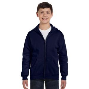 Hanes Boys’ EcoSmart Full Zip Hooded Jacket, Black, Large(Navy)