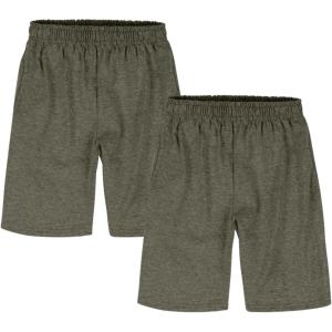 Hanes Boys Jersey Shorts Pack, 2-Pack, Cotton Shorts for Boys with Pockets, Pull-On Shorts(Camouflage Green Htr)