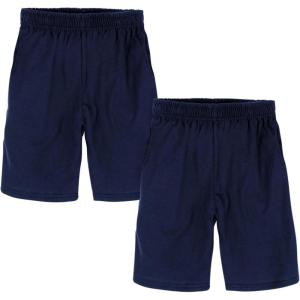 Hanes Boys Jersey Shorts Pack, 2-Pack, Cotton Shorts for Boys with Pockets, Pull-On Shorts(Navy)
