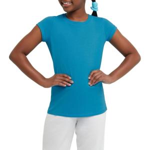Hanes Girls’ Cotton T-Shirts, Essential Girls’ Tees, Cotton Shirts for Girls, 2-Pack(Process Blue)