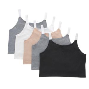Hanes Girls Originals Crop Cami Pack, Moisture Wicking Cotton Blend Tank, 5-Pack(Beige  Grey  Black)