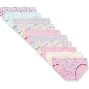 Hanes Girls and Toddler Underwear, Cotton Knit Tagless Brief, Hipster, and Bikini Panties, Multipack (Colors May Vary)(Pastel Solid Print Assorted)