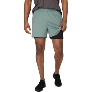 Hanes Mens Moves Workout Shorts with Boxer Brief Liner & Total Support Pouch, Moisture-Wicking Shorts, 5” Inseam(Herbal Olive Green/Black)