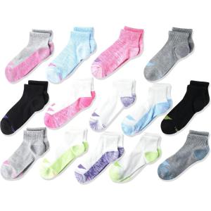 Hanes Ultimate Girls’ Cool Comfort 14-Pair Ankle Socks(Assorted)