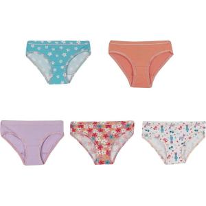 Hanes Ultimate Girls’ Underwear, Cotton Stretch Panties, Briefs, Bikinis, & Hipsters, 5-Pack(Orange Print Assorted)