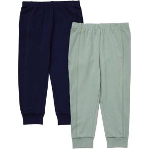 Hanes Unisex Pure Comfort French Terry Joggers, Girl and Baby Boy Pants, 2-Pack(Blue/Green)