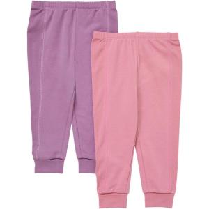 Hanes Unisex Pure Comfort French Terry Joggers, Girl and Baby Boy Pants, 2-Pack(Purple/Rose)