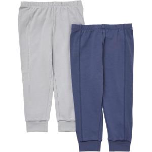 Hanes Unisex Pure Comfort French Terry Joggers, Girl and Baby Boy Pants, 2-Pack(Silver/Blue)