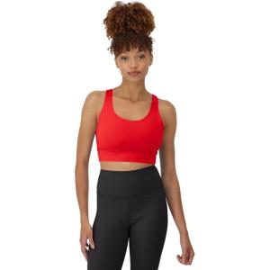 Hanes Womens Sports Bra, Moves Racerback Crop Top Yoga Bras for Women, Stretch Sports Crop Top with Cutout, Wicking(Holly Berry Red)