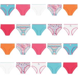 Hanes girls And Toddler Underwear, Cotton Knit Tagless Brief, Hipster, and Bikini Panties, Multipack (Colors May Vary)(Briefs – Assorted – 20 Pack)